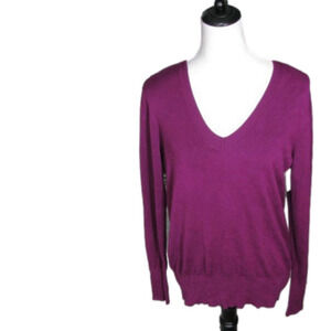 KENNETH Cole Reaction Cranberry V-Neck Lightweight Sweater Size Large